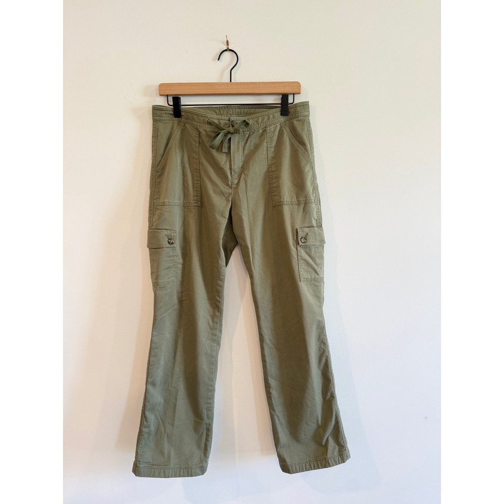LL Bean Favorite Fit Flannel Lined Cargo Pants Olive Green Womens 10 PET